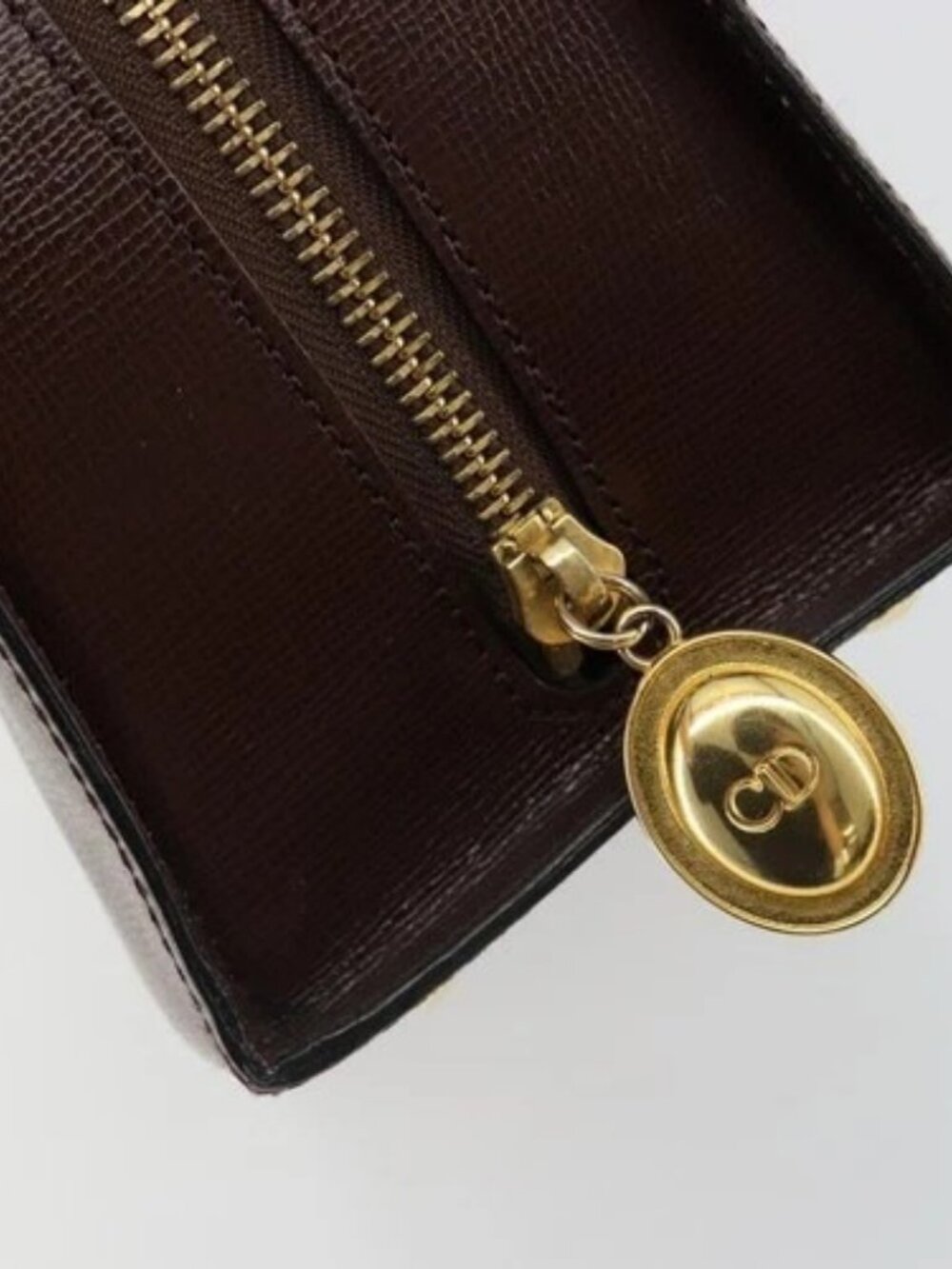 Christian Dior Hand Bag Leather Brown Gold Auth 185163 - Picture 13 of 16